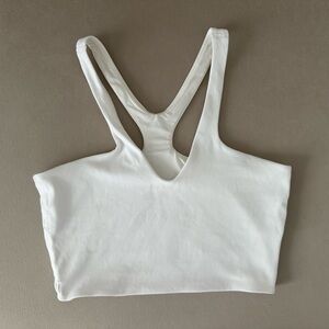 Lululemon Athletica White Cross-Back Crop Top Sport Bra